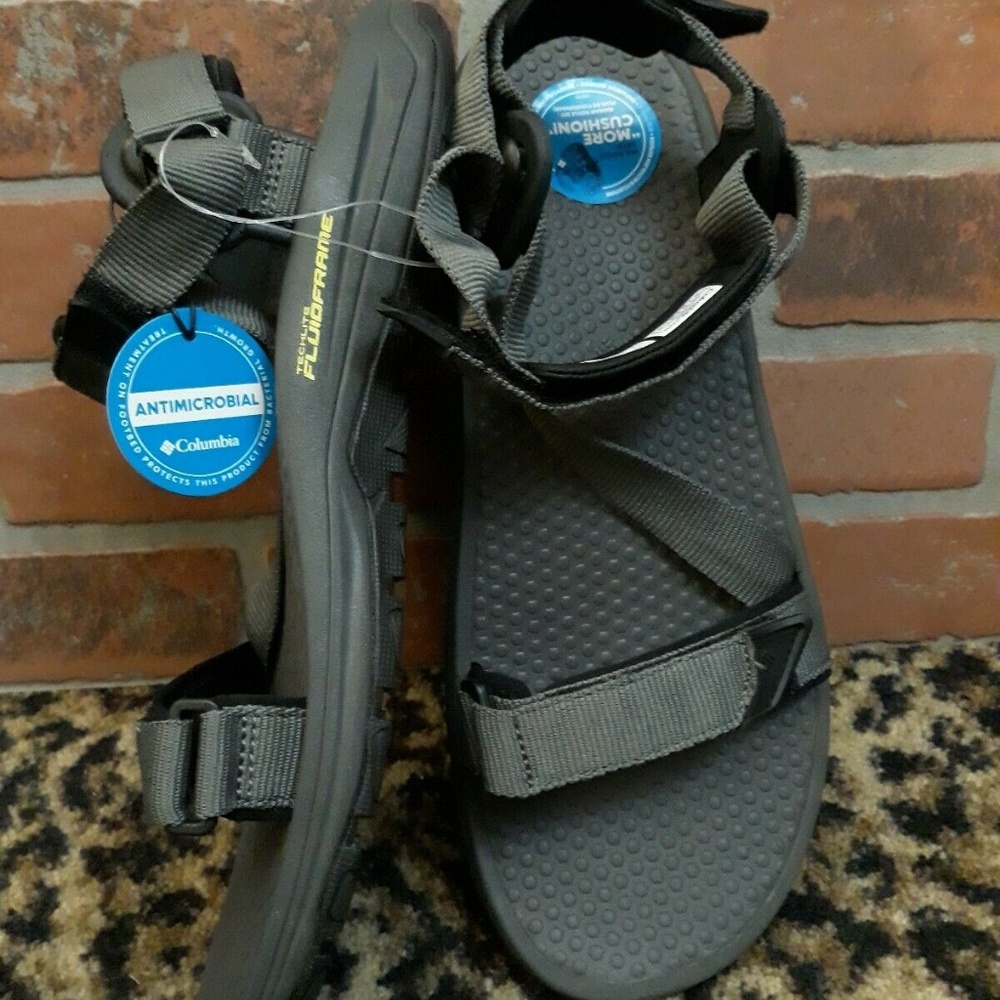 Columbia Adjustable Strap Gray Sandals Mens Shoes 13 Fluid Frame Antimicrobien - Picture 8 of 8